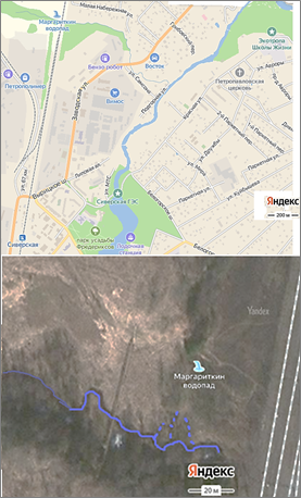 Водопад в борту долины ручья Хонози, притока Оредежа 2