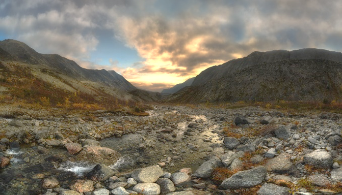 Хибины. Осень 2016. Обмелевшая по осени р. Вудъяврйок