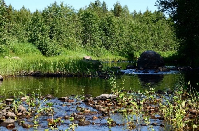 Каменистый берег реки Кянды 