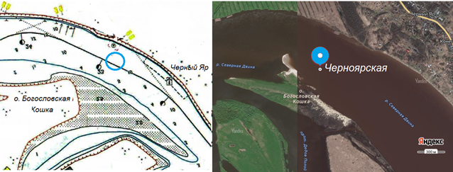 Зимовальные ямы в русле Северной Двины 