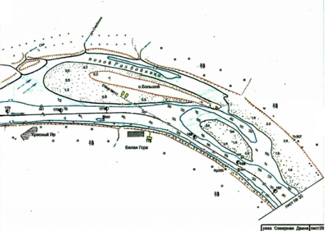 Русло Северной Двины в месте впадении реки Сии [Лоция]