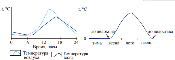 Суточные колебания температуры воздуха и температуры воды