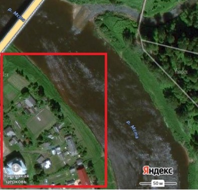 Луговая терраса на левом берегу реки Мсты